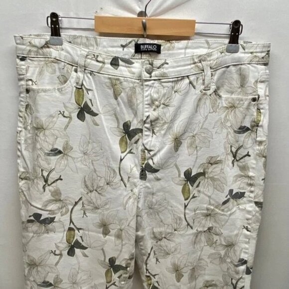Buffalo David Bitton Jeans Women 16/36 White Floral Havana Stretch Ankle Skinny - Picture 2 of 12